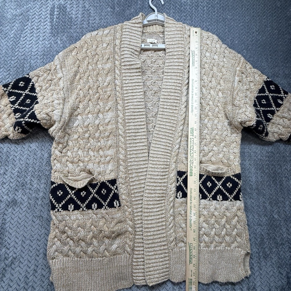Anthropologie Pilcro Oversized Cable Knit Cardigan Slouchy Argyle Pockets 1X 2X - Picture 12 of 13